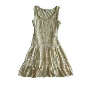 Vintage Cream Lace Mini Dress | Sleeveless Babydoll | Coquette Cottagecore